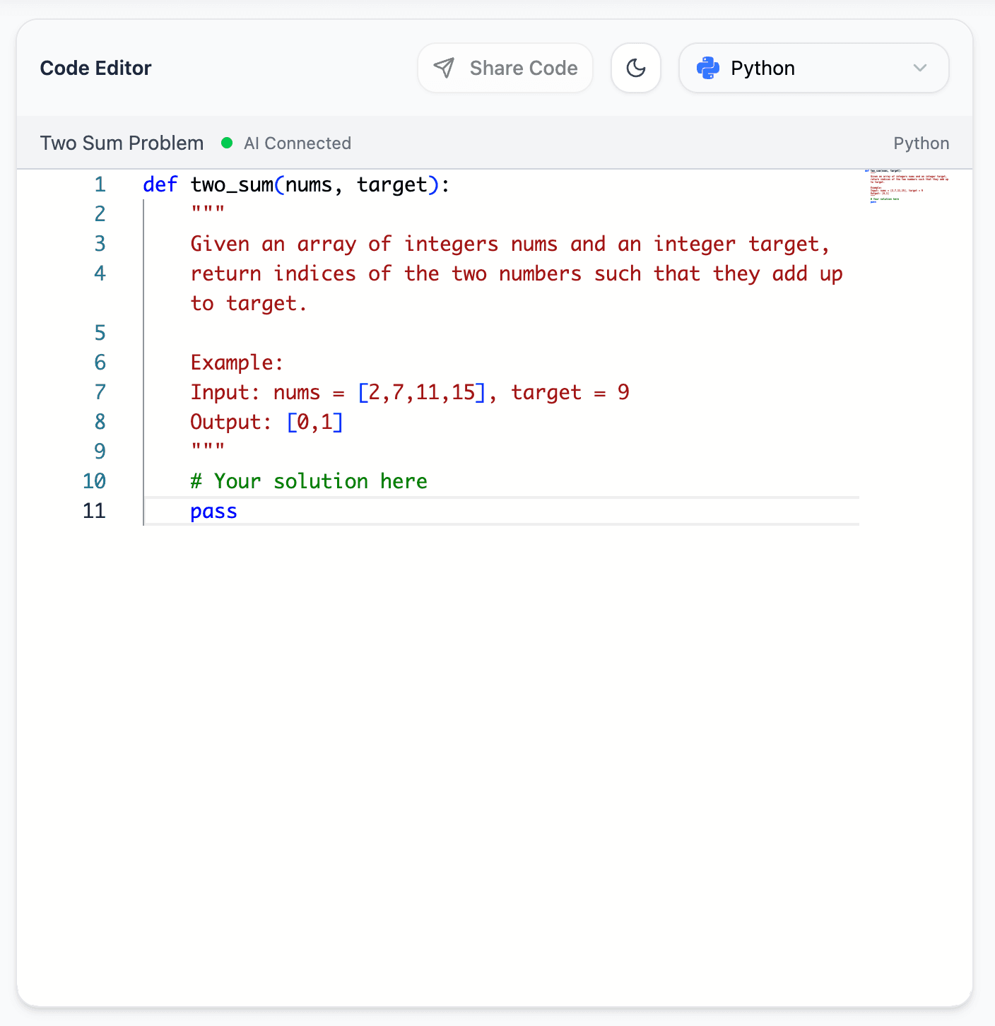 Live Code Editor Interface