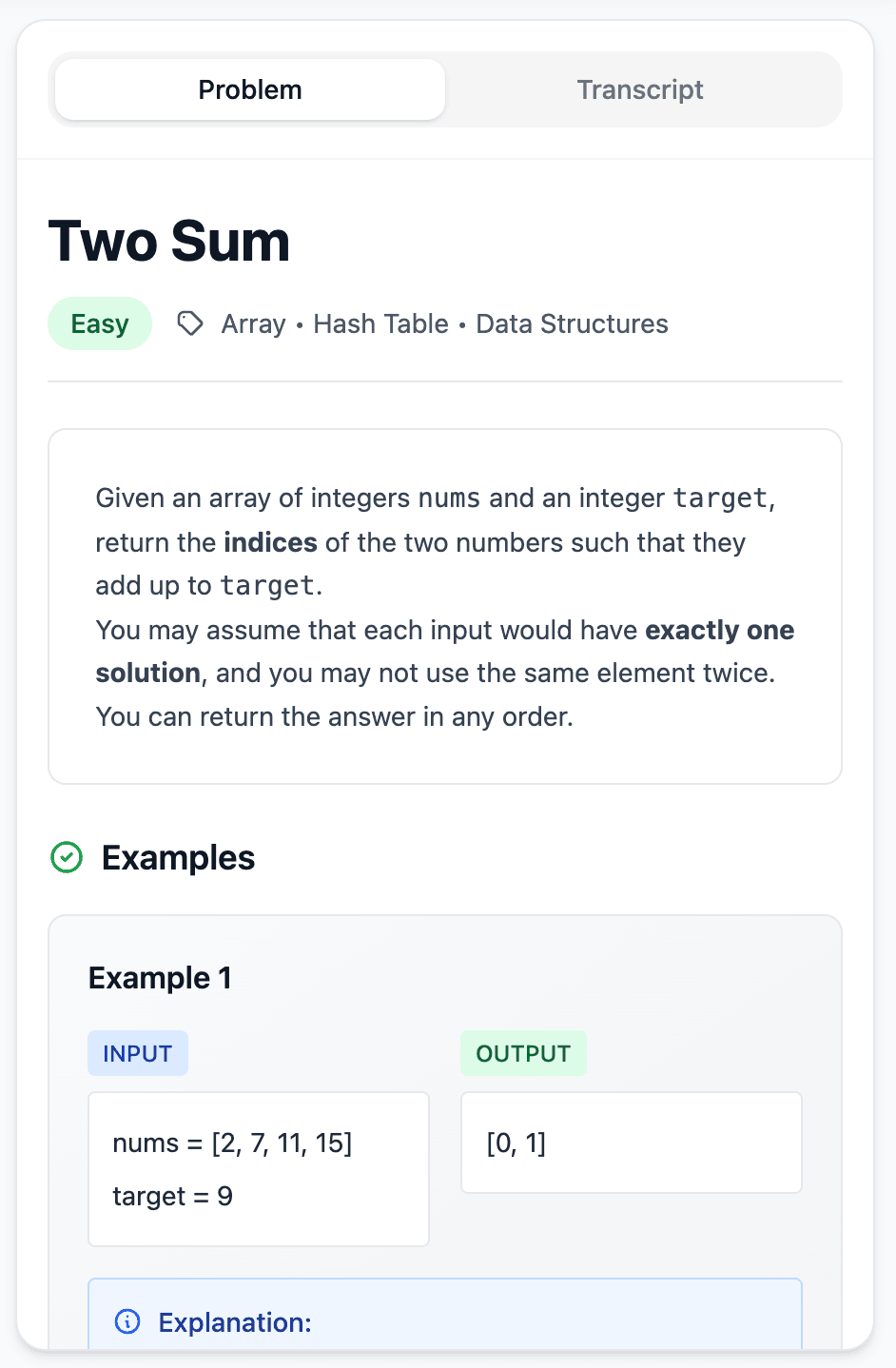 Interactive Problem Solving Interface
