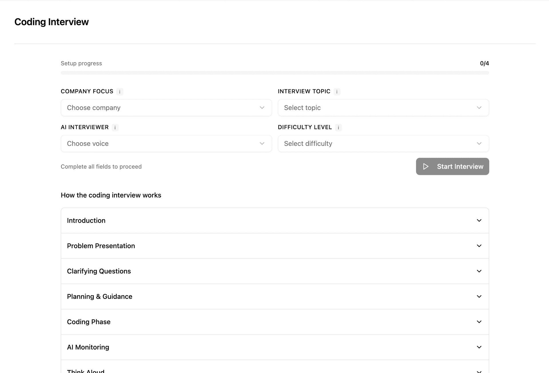 Interview Setup Configuration